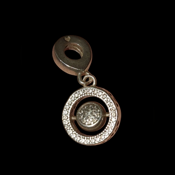 Pandora Signature & Pave Spinning Dangle Charm - Picture 2 of 2